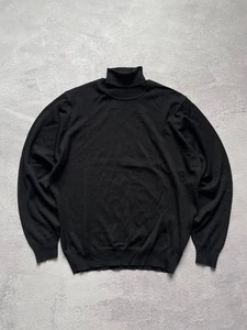 Vintage 90s YSL Yves Saint Laurent Logo Black Turtleneck Knit Wool Sweater  48/M - Picture 1 of 8