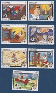 Disney Briefmarken 1989 Grenada Ben Franklin und ich 7er Set postfrisch NH - Bild 1 von 1