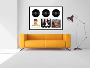 Vinyl Schallplattenrahmen für 3x Schallplatten und 3x Hüllen Musik Erinnerungsstücke Rahmen - Bild 1 von 7