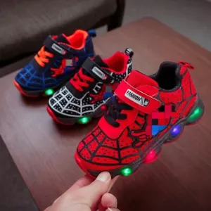 Neu Spiderman LED Trainer Schuhe Blinkende Licht Up Sneakers Kinder Geschenk DE* - Bild 1 von 7