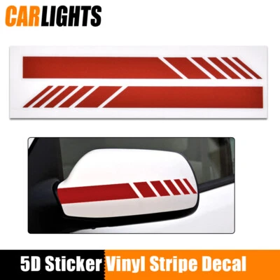 Red 5D Rearview Mirror Cover Car Sticker Trim Reflective Stripe Decal Waterproof - Image 1 of 4