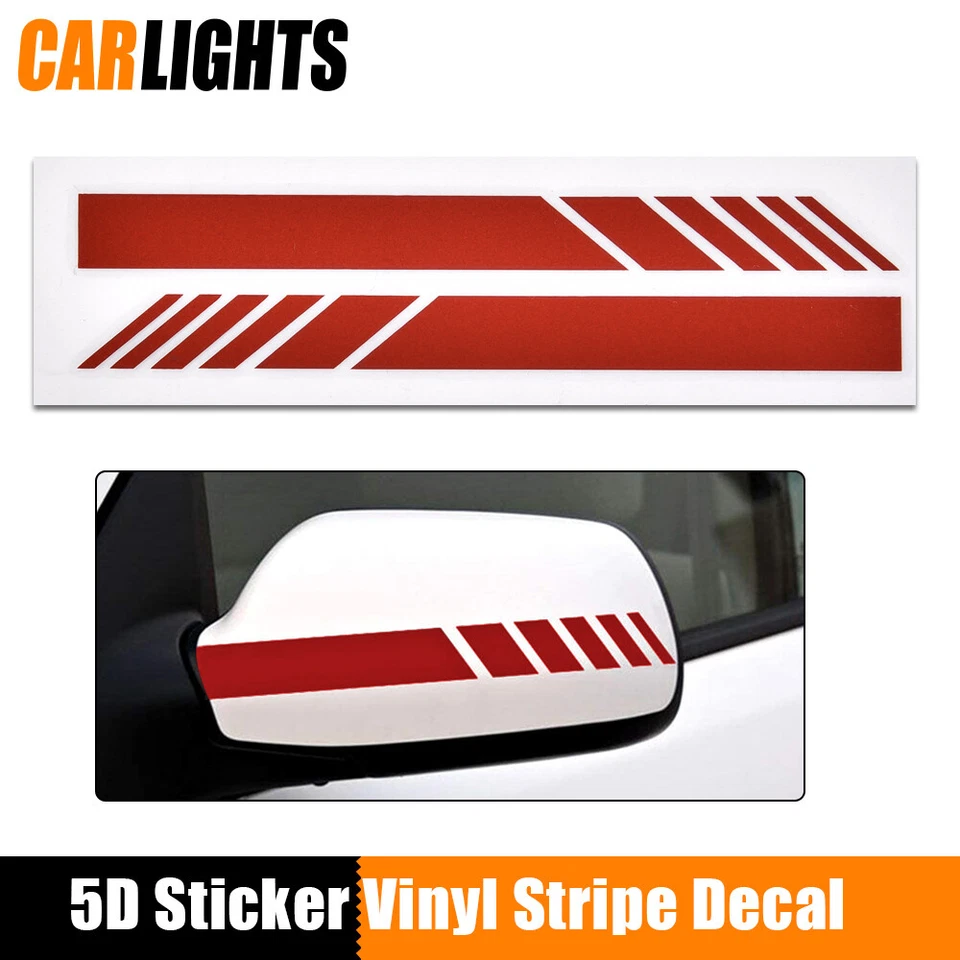 Red 5D Rearview Mirror Cover Car Sticker Trim Reflective Stripe Decal Waterproof Foto 1 de 4