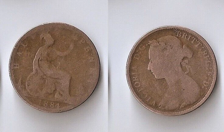 UK  Great Britain  half penny 1884 Victoria - Image 1 of 1