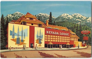 Postal vintage cromada NEVADA LODGE Lake Tahoe Nevada Casino c1950 - Imagen 1 de 2