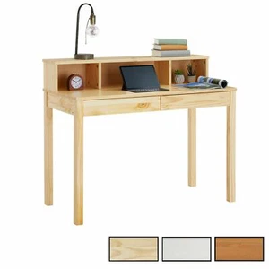 Sekretär Schreibtisch Computertisch Bürotisch 3 Nischen 2 Schubladen Kiefer - Bild 1 von 30