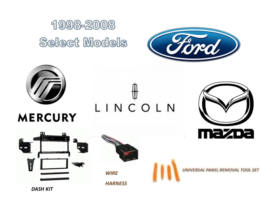STEREO INSTALL DASH KIT for 1998-2008 FORD MAZDA MERCURY LINCOLN Select Models - Image 1 of 1