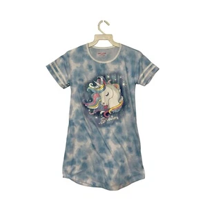 Liberty Valor Blue Short Sleeve Night Gown Unicorn Dream Girls M 10/12 1588 - Picture 1 of 4