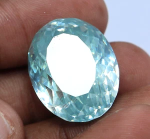 Piedra preciosa facetada corte ovalado color aguamarina circón camboyano natural 101 quilates - Imagen 1 de 7