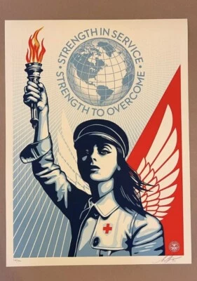 Serigrafía numerada firmada por Shepard Fairey Obey POWER NURSE RARA Foto 1 de 2