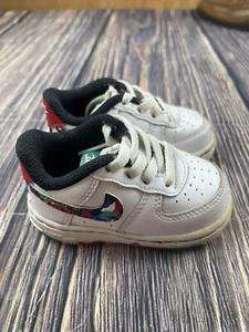 Nike Air Force 1 ‘Melted Crayon’ White/Red/Blue Shoes CU4635-100 Toddler Size 4C - Picture 1 of 6