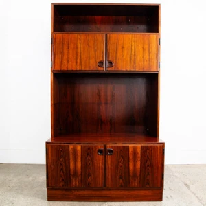 Mid Century Danish Modern Cabinet Storage Rosewood Omann Jun Doors Bookshelf Mcm - Picture 1 of 12
