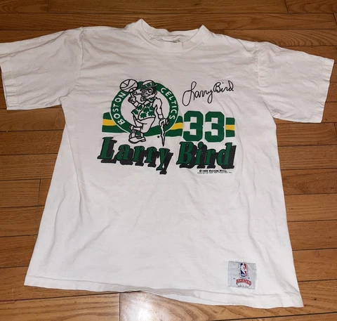 Vintage 1989 Larry Bird Boston Celtics Nutmeg Mills T Shirt Large Single Stitch Cover