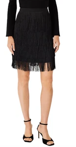 NEW ANN TAYLOR BLACK TIERED FRINGE SKIRT SIZE 6 - Picture 1 of 7