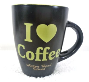 Hilton Head Island I Love Coffee Mug Stoneware Black Green 4 in Souvenir Gift - Picture 1 of 7
