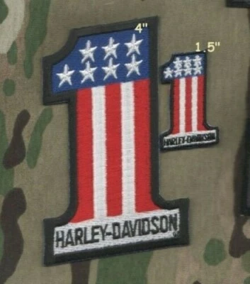 as on STUNT BIKER JACKET H@xLY D@xSON USA NUMBER ONE iron-on 2-PATCH: 4" +1.5" - Image 1 of 4