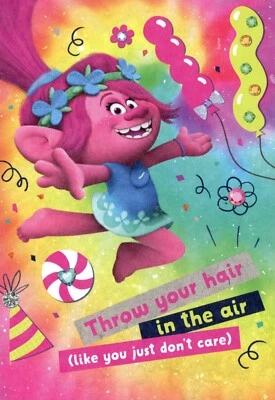 Tarjeta de cumpleaños DreamWorks Trolls NIÑOS y ¡Diversión para colorear! por American Greetings +✉ Foto 1 de 4