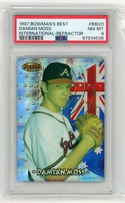 1997 Bowman International Best Atomic Refractor #BBI20 Damian Moss Braves PSA 8 - Image 1 of 2