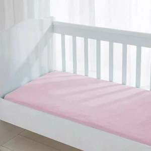Sábana ajustada de jersey rosa algodón cesta Moses/cuna junto a mí/cuna de viaje/cama de cuna - Imagen 1 de 12