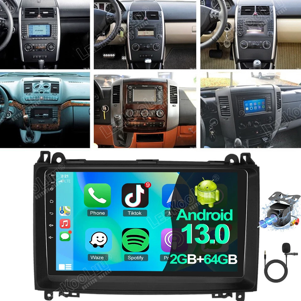 Câmera GPS 64G rádio carro carplay Android 13 Mercedes Benz Sprinter 2006-2017 - Imagem 1 de 4