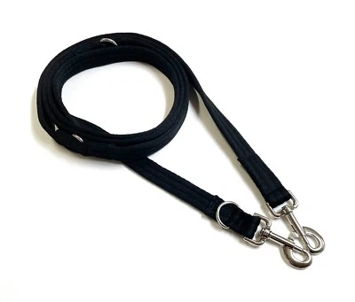 Police Style Dog Training Lead Black Double Ended Multi Functional Soft 25mm - Image 1 of 4