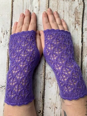 Pure cashmere fingerless gloves / arm warmers, col: Light Purple — 第 1/4 张图片