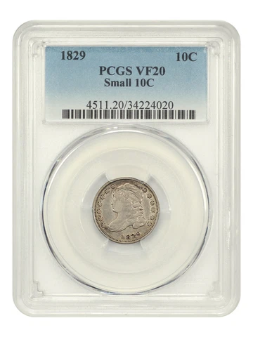 1829 10c PCGS VF20 (Small 10C) Cover