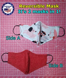San Valentino Cani Reversibile Rosso con Sprinkles Maschera Viso, Fatto a Mano Taglia Adulto - Foto 1 di 5