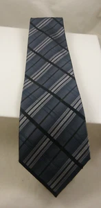 Kenneth Cole corbata vintage gris negro plata estampado seminueva - Imagen 1 de 6
