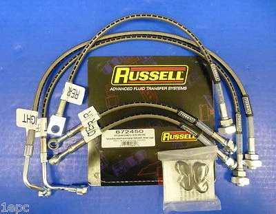 Russell 672450 SS Brake Hose Kit 2000-06 Yukon Suburban Tahoe Denali 1500 — 第 1/2 张图片