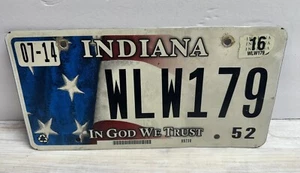 2016 Indiana In God We Trust Passenger License Plate WLW179 American Flag - Picture 1 of 4