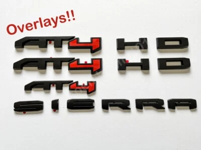 ¡¡Superposición!!  2021-2023 negro mate rojo AT4 HD emblema apto para GMC Sierra 2500HD 3500HD Foto 1 de 4