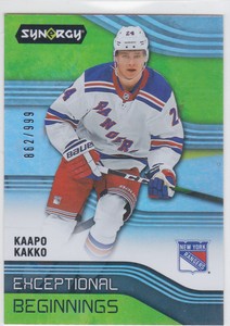 19/20 SYNERGY..KAAPO KAKKO..EXCEPTIONAL BEGINNINGS..ROOKIE../999..RANGERS