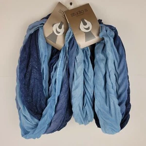 x2 Nuove sciarpe ad anello Studio S lotto sciarpa blu scintillante - blu scuro e blu chiaro - Foto 1 di 6