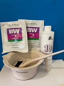 2Lot Clairol BW2 Powder Hair Bleach Lightener 1oz + Developer 10V 8oz + Bonus - Picture 1 of 1