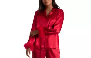 Top de pijama Linea Donatella marabú pluma satinado solo rubí L - Imagen 1 de 4
