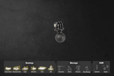 RAM MOUNTS RAM-Mounts (1 Zoll) B- Kugel GoPro Actioncam Kamera Adapter Halter für Boote