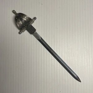 Vintage Etretat Schwert schwarze Akzente Messing & Edelstahl Brieföffner 10" - Bild 1 von 6