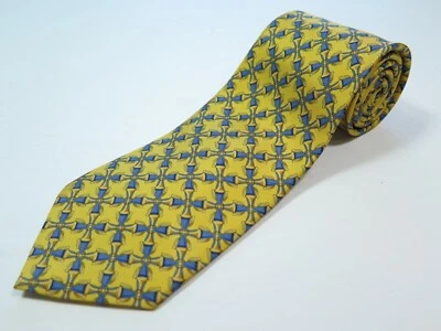 Corbata Thomas Rosa Amarillo Azul Cadenas Entrelazadas Seda Pura Hecha en Inglaterra  Foto 1 de 4