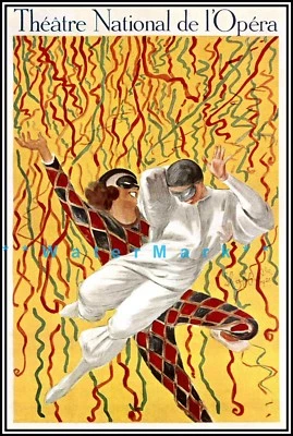 Teatro Nacional 1921 Ópera de París Baile Enmascarado Vintage Póster Impresión Cappiello Foto 1 de 4