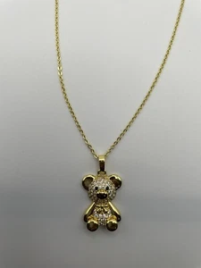 Stainless Steel Copper Gold Plated Zirconia Pendant Necklace - Picture 1 of 6