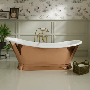 BC Designs 1700 Copper Outer -White Enamel Inner Slipper Bath 1700 x 725 - Picture 1 of 2
