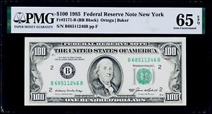 $100 1985 Federal Reserve Note New York Fr#2171-B PMG 65 EPQ Gem Uncirculated