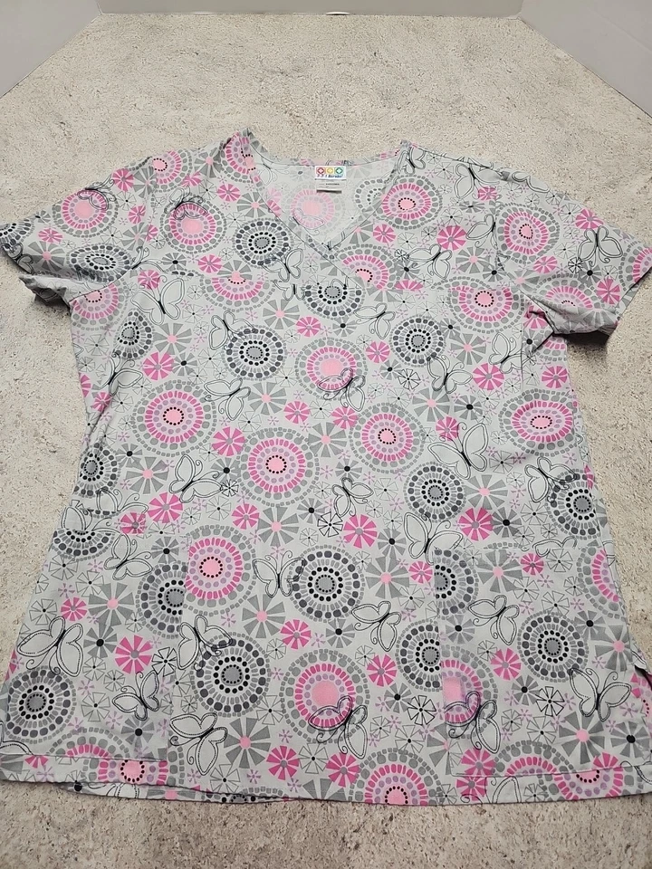 Blusa Médica Estampada Geométrica Gris 321 para Mujer Talla M Foto 1 de 4