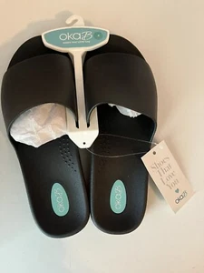 OKA B Damen-Flip-Flop-Sandalen schwarz Flip-Flops Größe 9 "Cruise" neu mit Etikett Sliders - Bild 1 von 7