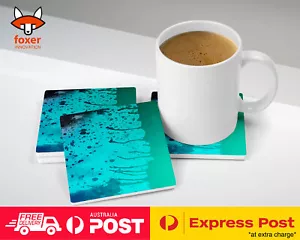 COASTER COFFEE DRINKING MAT|BLUE TEAL WATERCOLOR 92 - Foto 1 di 21