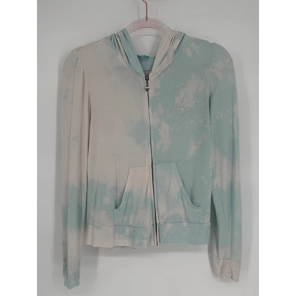 Sudadera con capucha Betsey Johnson Tie Dye estrás logotipo cremallera completa para mujer mediana Foto 1 de 4