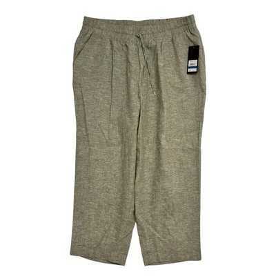 Jones New York Women Linen Blend Green Pants Elastic Waist XL (36x26)  NWT - Image 1 of 4