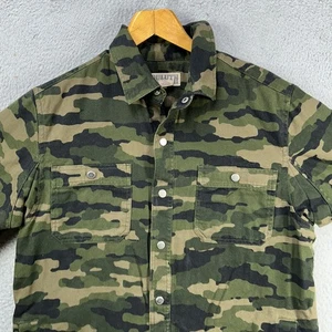 Duluth Trading Co Shirt Shacket Mens Medium Green Camo Pocket Military Jacket - Picture 1 of 9