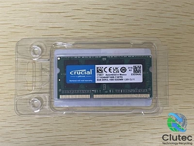 NEW Crucial 8GB RAM DDR3L 1600 SODIMM 1.35v CL11 Laptop Memory CT102464BF160B - Image 1 of 2