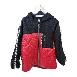 VIP Private Made in Italy Red Black Quilted  Hoodie Jacket Size L men coat - Picture 1 of 5